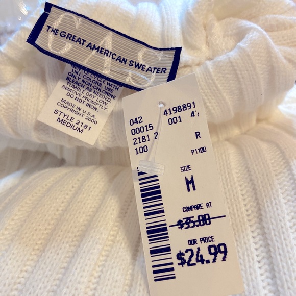 Cas NWT White Medium Sleeve Turtleneck Sweater - Picture 3 of 3